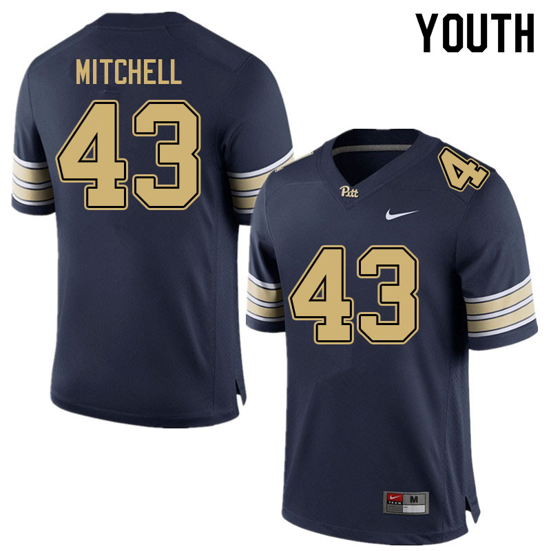 Youth #43 Cole Mitchell Pitt Panthers College Football Jerseys Sale-Navy